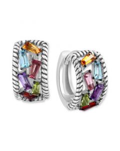 EFFY® Multi-Gemstone Small Huggie Hoop Earrings (1-1/2 ct. t.w.) in Sterling Silver, 0.61"