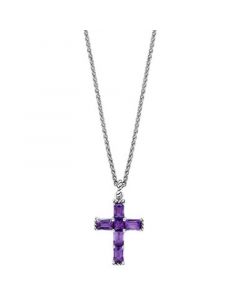 EFFY® Amethyst Cross 18" Pendant Necklace (5 ct. t.w.) in Sterling Silver