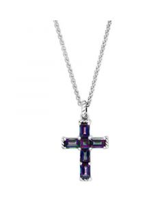 EFFY® Mystic Topaz Cross 18" Pendant Necklace (4-1/10 ct. t.w.) in Sterling Silver