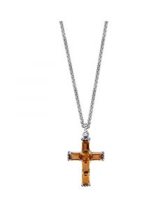 EFFY® Citrine Cross 18" Pendant Necklace (5 ct. t.w.) in Sterling Silver