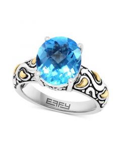 EFFY® Blue Topaz Statement Ring (5-1/3 ct. t.w.) in Sterling Silver & 18k Gold