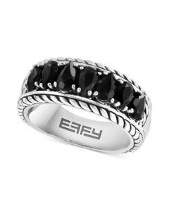 EFFY® Black Spinel Rope-Framed Ring (2 ct. t.w.) in Sterling Silver