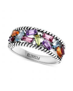 EFFY® Multi-Gemstone Baguette Cluster Ring (1-3/8 ct. t.w.) in Sterling Silver