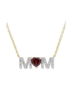 Rhodolite Garnet (4/5 ct. t.w.) & Diamond (1/10 ct. t.w.) MOM 18" Pendant Necklace in 18k Gold-Plated Sterling Silver