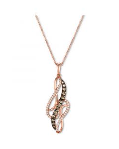 Chocolate Diamond (1/3 ct. t.w.) & Vanilla Diamond (1/5 ct. t.w.) Swirl Pendant Necklace in 14k Rose Gold, 18" + 2" extender