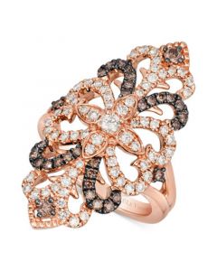 Chocolate Diamond (3/4 ct. t.w.) & Nude Diamond (3/8 ct. t.w.) Filigree Statement Ring in 14k Rose Gold