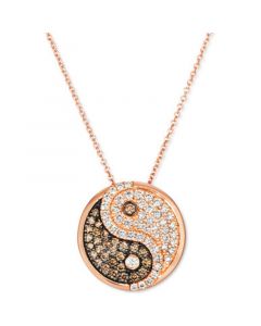 Nude Diamond (1/2 ct. t.w.) & Chocolate Diamond (1/5 ct. t.w.) Yin Yang Pendant Necklace in 14k Rose Gold, 18" + 2" extender