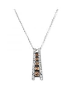 Chocolate Diamond (1/3 ct. t.w.) & Nude Diamond (1/8 ct. t.w.) Ladder Pendant Necklace in 14k White Gold, 18" +2"