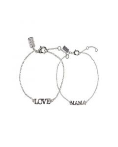 Fine Silver Plated Mama and Love Bracelet Set, 2 Piece