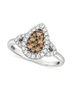 Chocolate Diamond (1/3 ct. t.w.) & Nude Diamond (1/3 ct. t.w.) Teardrop Cluster Ring in 14k White Gold