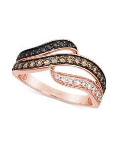 Multicolor Diamond Swirl Ring (1/2 ct. t.w.) in 14k Rose Gold