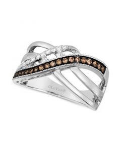 Chocolate Diamond (1/6 ct. t.w.) & Nude Diamond (1/10 ct. t.w.) Crossover Statement Ring in 14k White Gold