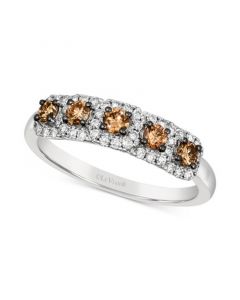 Chocolate Diamond (1/3 ct. t.w.) & Nude Diamond (1/4 ct. t.w.) Halo Statement Ring in 14k White Gold