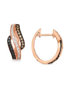 Multicolor Diamond Swirl Hoop Earrings (3/4 ct. t.w.) in 14k Rose Gold