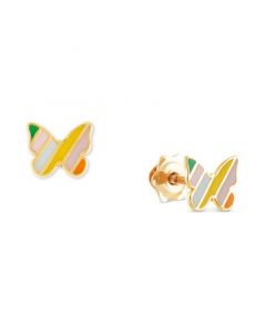 Children's Striped Enamel Butterfly Stud Earrings in 14k Gold