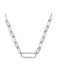 EFFY® Diamond Oval Link Paperclip 18" Chain Necklace (1/8 ct. t.w.) in Sterling Silver