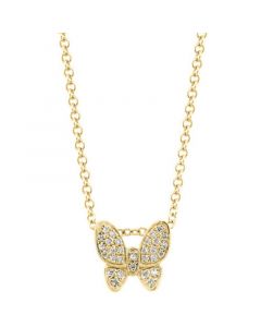 EFFY® Diamond Pavé Butterfly 18" Pendant Necklace (1/10 ct. t.w.) in 14k Gold-Plated Sterling Silver