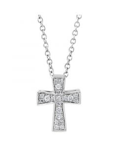 EFFY® Diamond Cross 18" Pendant Necklace (1/10 ct. t.w.) in Sterling Silver