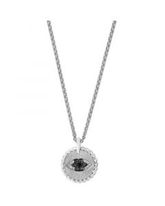 EFFY® Black Diamond (1/10 ct. t.w.) & White Diamond Accent Evil Eye 18" Pendant Necklace in Sterling Silver