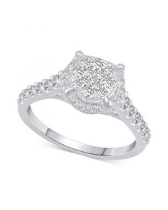 Diamond Cluster Engagement Ring (3/4 ct. t.w.) in 14k White Gold