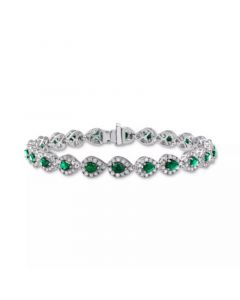 Ruby (4 ct. t.w.) & Diamond (3 ct. t.w.) Halo Link Bracelet in 14k White Gold (Also in Saphire & Emerald)