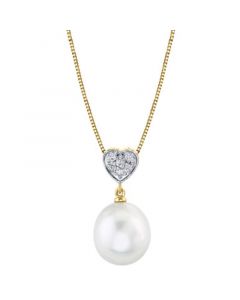 Cultured Freshwater Pearl (10mm) & Diamond Accent 18" Pendant Necklace in 14k Gold