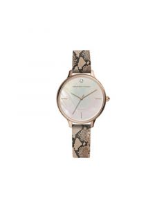 Blush Snake Print Genuine Leather Strap Analog Watch, 29mm