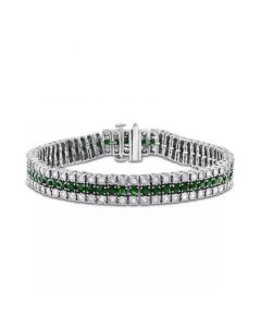 Sapphire (6 ct. t.w.) & Diamond (2 ct. t.w.) Triple Row Tennis Bracelet in Sterling Silver (Also in Emerald & Ruby)