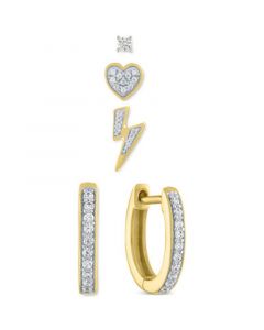 4-Pc. Set Diamond Single Stud Earrings & Hoop Earrings (1/5 ct. t.w.) in 14k Gold-Plated Sterling Silver