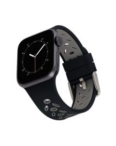 Black and Gray Sport Silicone Band Compatible with 42/44/45/Ultra 49mm Apple Watch