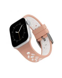 Pink and White Sport Silicone Band Compatible with 38/40/41mm Apple Watch