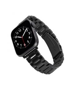 Black Stainless Steel Link Band Compatible with 42/44/45/Ultra 49mm Apple Watch