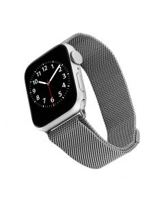 Silver-Tone Stainless Steel Mesh Band Compatible with 42/44/45/Ultra 49mm Apple Watch