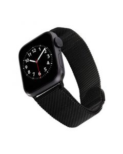 Black Stainless Steel Mesh Band Compatible with 42/44/45/Ultra 49mm Apple Watch