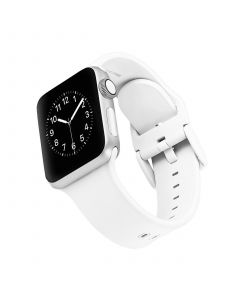 White Smooth Keeperless Silicone Band Compatible with 38/40/41mm Apple Watch