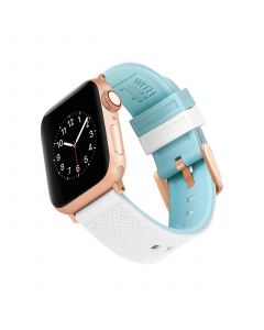 White and Teal Silicone Colorpop Band Compatible with 38/40/41mm Apple Watch