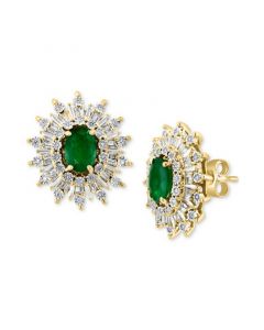 EFFY® Emerald (1-1/2 ct. t.w.) & Diamond (1/3 ct. t.w.) Stud Earrings in Earrings 14k Gold