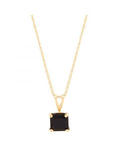 Onyx Square 18" Pendant Necklace in 14k Gold