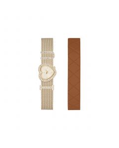 Women's Shiny Gold-Tone Bracelet Analog Watch 21mm with Interchangeable Leather Strap