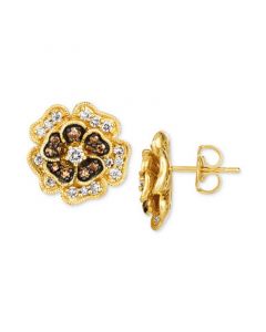 Nude Diamond (3/8 ct. t.w.) & Chocolate Diamond (1/4 ct. t.w.) Flower Stud Earrings in 14k Gold