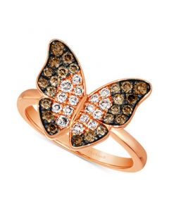 Ombré Diamond (5/8 ct. t.w.) & Vanilla Diamond (1/10 ct. t.w.) Butterfly Ring in 14k Rose Gold