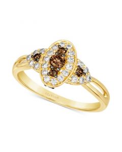 Chocolate Diamond (1/4 ct. t.w.) & Nude Diamond (1/4 ct. t.w.) Halo Ring in 14k Gold