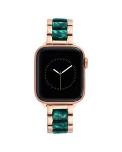 38/40/41mm Apple Watch Bracelet in Green Resin and Rose Gold Stainless Steel With Rose Gold Adaptors