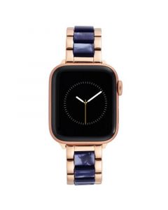 38/40/41mm Apple Watch Bracelet in Navy Resin and Rose Gold Stainless Steel With Rose Gold Adaptors