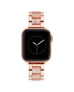 38/40/41mm Apple Watch Bracelet in Pink Resin and Rose Gold Stainless Steel With Rose Gold Adaptors