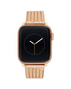 42/44/45mm Apple Watch Bracelet in Rose Gold Stainless Steel Mesh With Crystal Adaptors