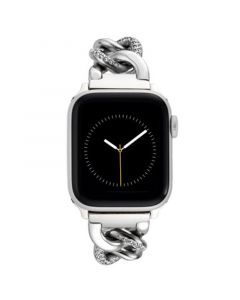 Apple Watch 42/44/45mm Silver Stainless Steel 'crystal' Chain Bracelet With Silver Adaptors