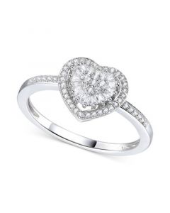 Diamond Cluster Heart Ring (1/4 ct. t.w.) in Sterling Silver