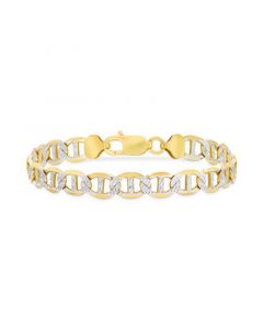 Men's Two-Tone Diamond Cut Mariner Link Bracelet in Sterling Silver & 14k Gold-Plate