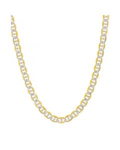 Men's Two-Tone Diamond Cut Mariner Link 24" Chain Necklace in Sterling Silver & 14k Gold-Plate